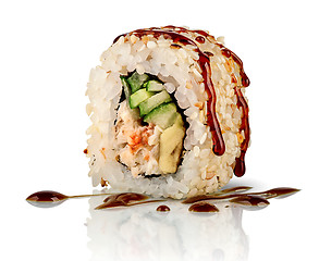 Image showing Closeup sushi roll california