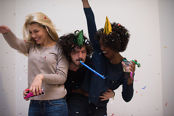 Image showing confetti party multiethnic group of people