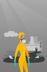 Image showing Woman in radiation protective suit.