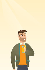 Image showing Man drinking cocktail vector illustration.