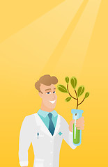 Image showing Scientist with test tube vector illustration.