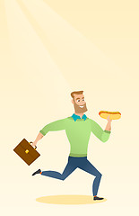 Image showing Business man eating hot dog vector illustration.