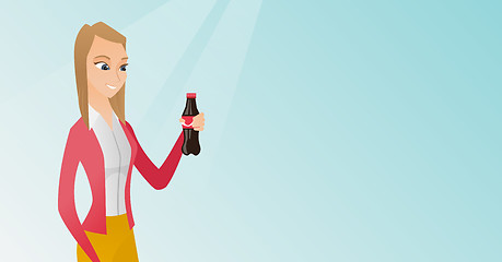 Image showing Young woman drinking soda vector illustration.