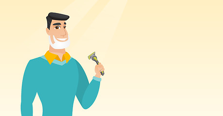 Image showing Man shaving his face vector illustration.