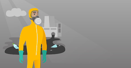 Image showing Scientist wearing radiation protection suit.