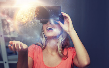 Image showing woman in virtual reality headset or 3d glasses