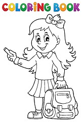 Image showing Coloring book happy pupil girl theme 3