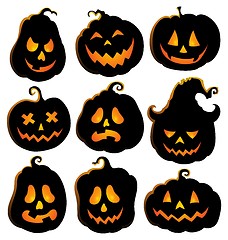 Image showing Pumpkin silhouettes theme set 4