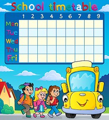 Image showing School timetable with pupils and bus