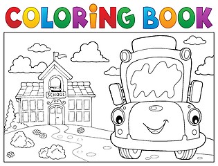 Image showing Coloring book school bus theme 8