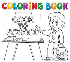 Image showing Coloring book happy pupil boy theme 5