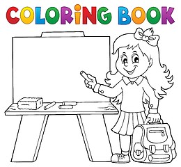 Image showing Coloring book happy pupil girl theme 4