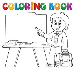 Image showing Coloring book happy pupil boy theme 4