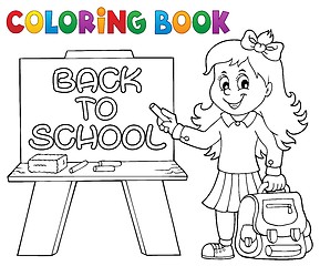 Image showing Coloring book happy pupil girl theme 5