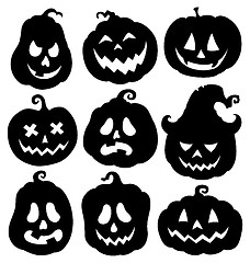 Image showing Pumpkin silhouettes theme set 3