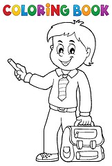 Image showing Coloring book happy pupil boy theme 3