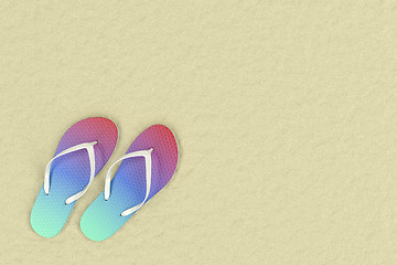 Image showing Flip flops on sand