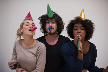 Image showing confetti party multiethnic group of people