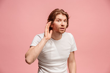 Image showing The happy business man standing and young man listening