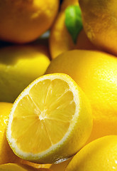 Image showing Still life with fresh yellow lemons