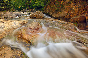 Image showing Waterfall in the forest in summer