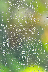 Image showing Water drops on window glass