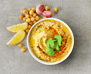 Image showing bowl of hummus