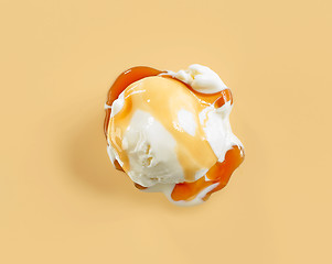 Image showing vanilla ice cream with caramel sauce