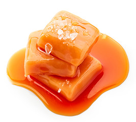 Image showing melted caramel candies with sea salt