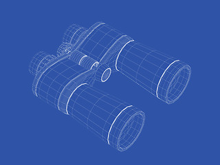 Image showing 3D wire-frame model of binoculars 