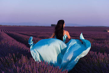 Image showing woman in lavender flower field