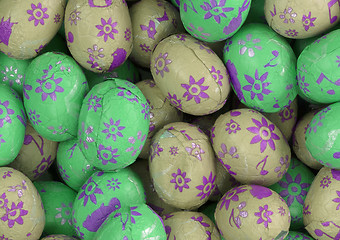 Image showing Colorful chocolate easter eggs