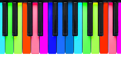 Image showing Rainbow piano keys