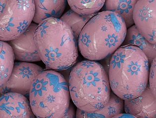 Image showing Colorful chocolate easter eggs