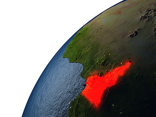 Image showing Cameroon in red on Earth at night