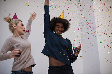 Image showing confetti party multiethnic group of people