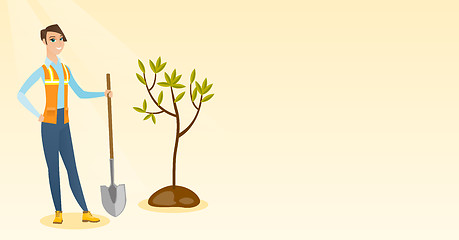 Image showing Woman plants tree vector illustration.