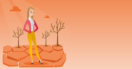 Image showing Sad woman in the desert vector illustration.