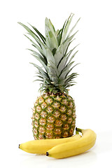 Image showing Pineapple with bananas