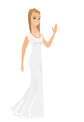 Image showing Young caucasian bride waving her hand.