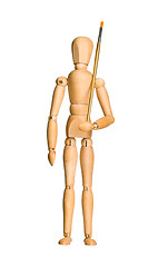 Image showing Wooden model dummy holding brush