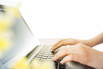 Image showing Woman working on computer in office