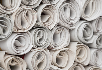 Image showing Rolls of newspapers.