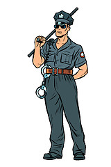 Image showing pop art Cop with a police baton