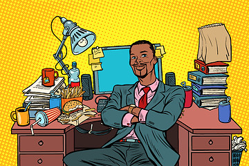 Image showing pop art African businessman, workplace