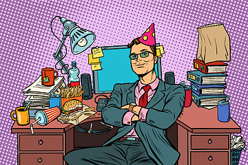Image showing pop art businessman birthday, workplace