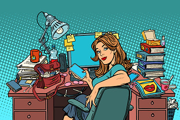 Image showing pop art Businesswoman in the workplace