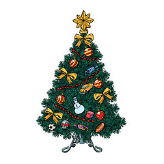 Image showing pop art Christmas tree with decorations