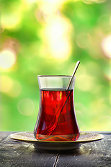 Image showing Glass of turkish tea