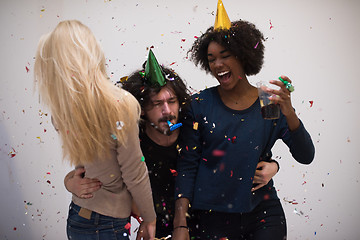 Image showing confetti party multiethnic group of people